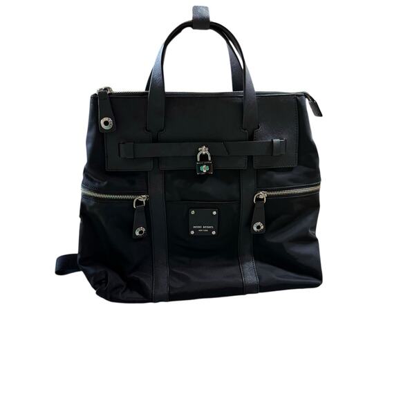 Henri Bendel Jetsetter Three Way Tote/Shoulder/Backpack Black Nylon Leather - Picture 1 of 11
